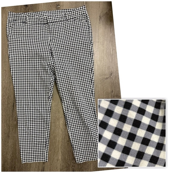 Old Navy Pants - Old Navy Pixie Black White Gingham Plaid Pant Size 16 Academia Career Office
